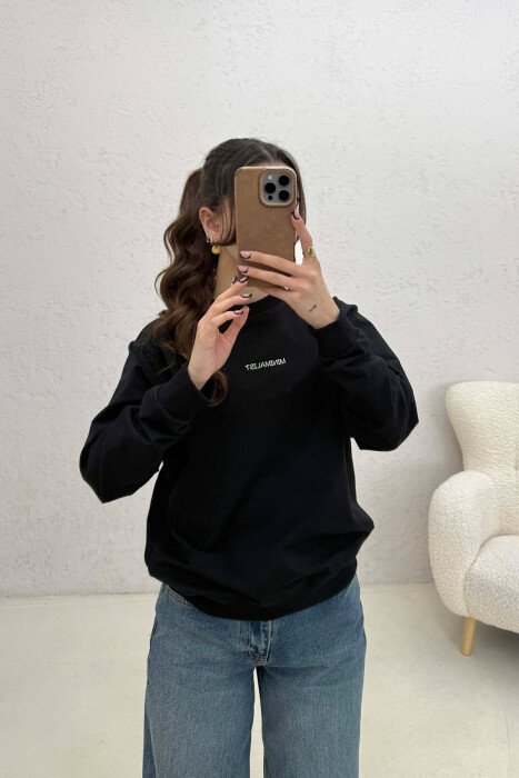 MINIMALIST FRONT WRITTINGS WOMAN SWEATSHIRT BLACK/ E ZEZE 