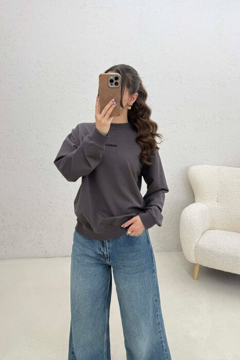 MINIMALIST FRONT WRITTINGS WOMAN SWEATSHIRT GREY ASH/GRI HIRI 