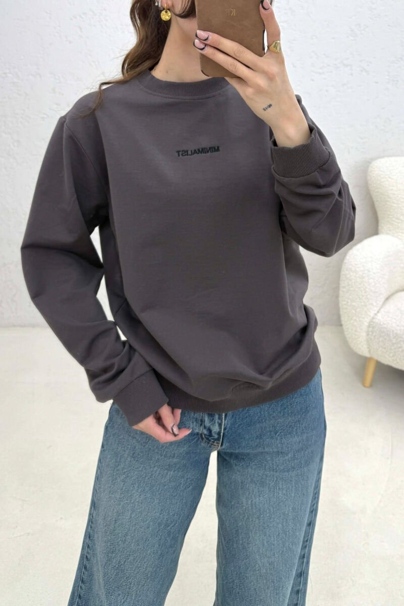 MINIMALIST FRONT WRITTINGS WOMAN SWEATSHIRT GREY ASH/GRI HIRI - 2