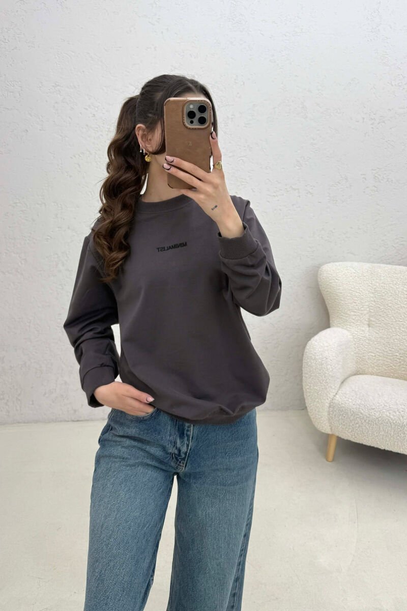 MINIMALIST FRONT WRITTINGS WOMAN SWEATSHIRT GREY ASH/GRI HIRI - 3