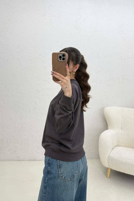 MINIMALIST FRONT WRITTINGS WOMAN SWEATSHIRT GREY ASH/GRI HIRI - 4