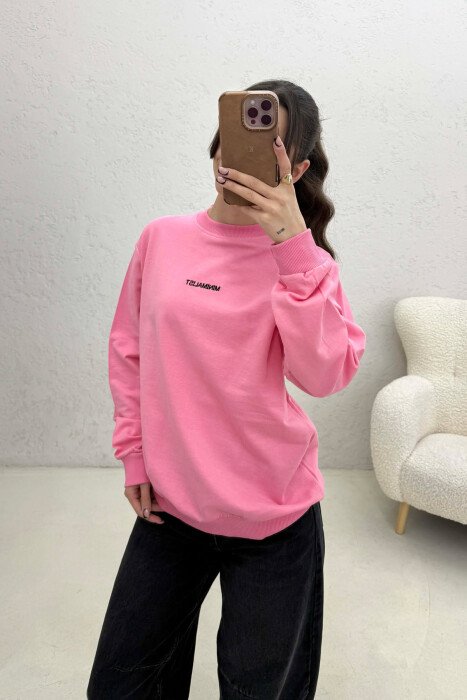 MINIMALIST FRONT WRITTINGS WOMAN SWEATSHIRT PINK/ROZE 