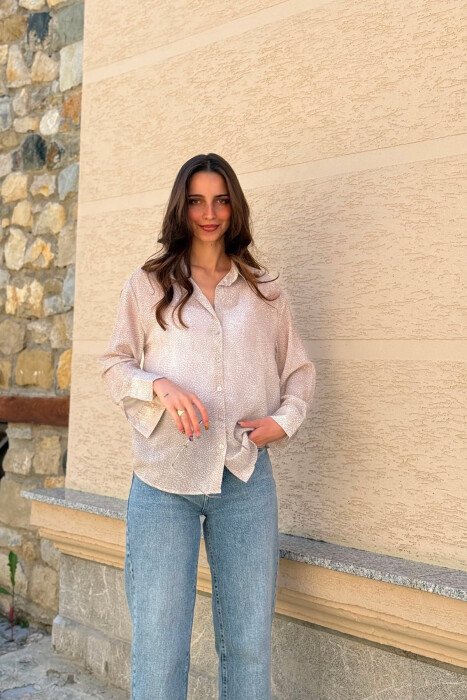 MODERN PRINT ELEGANT WOMAN SHIRT BEIGE/BEZHE - 1