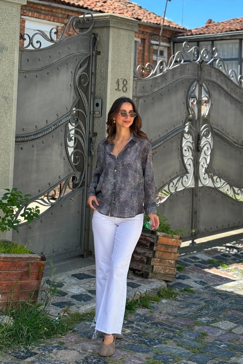 MODERN PRINT ELEGANT WOMAN SHIRT BLACK/ E ZEZE - 2