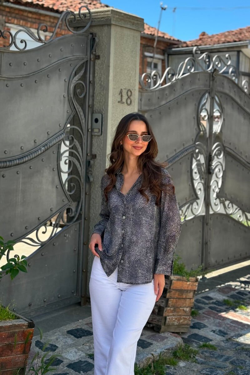 MODERN PRINT ELEGANT WOMAN SHIRT BLACK/ E ZEZE - 5