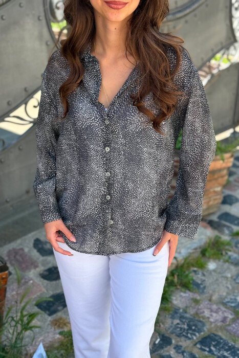 MODERN PRINT ELEGANT WOMAN SHIRT BLACK/ E ZEZE - 7