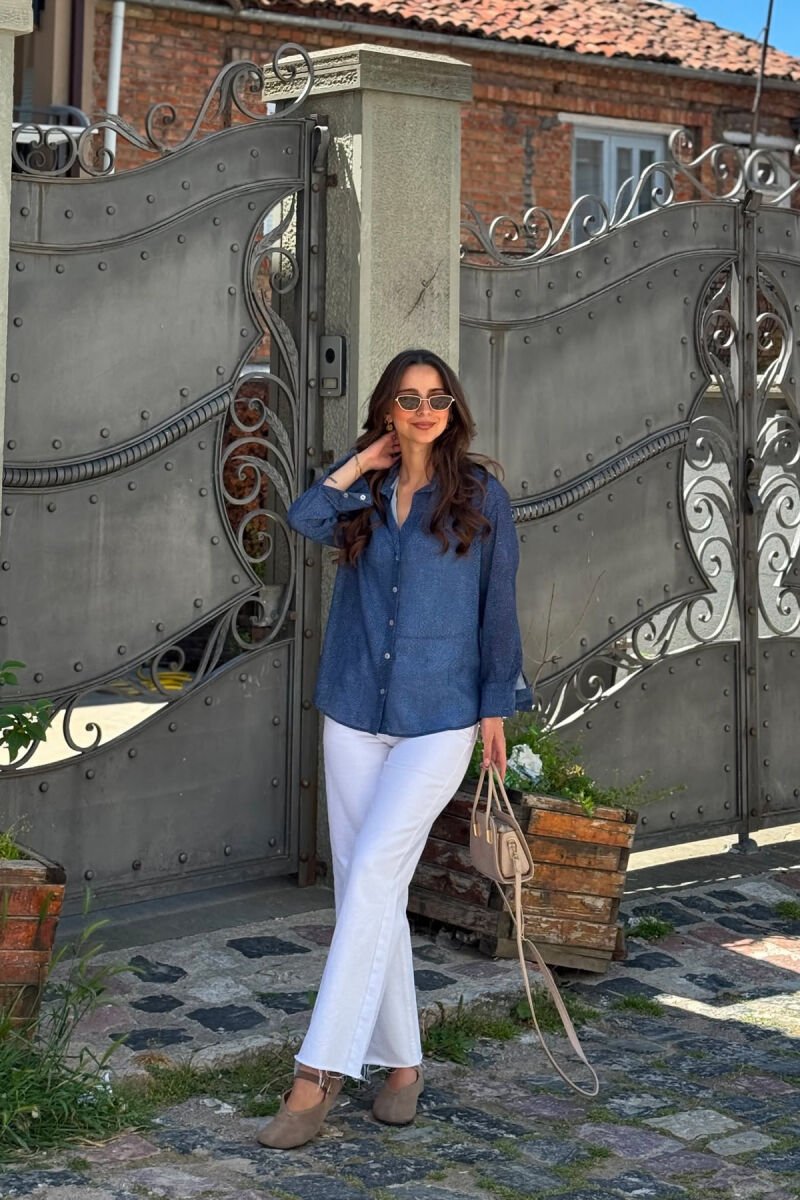 MODERN PRINT ELEGANT WOMAN SHIRT BLUE/BLU - 2
