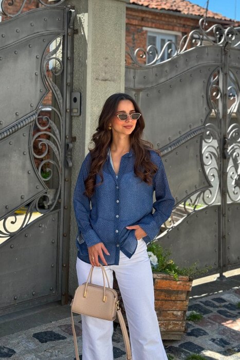 MODERN PRINT ELEGANT WOMAN SHIRT BLUE/BLU - 3