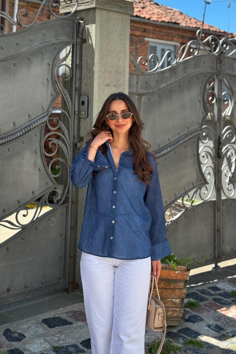 MODERN PRINT ELEGANT WOMAN SHIRT BLUE/BLU - 5