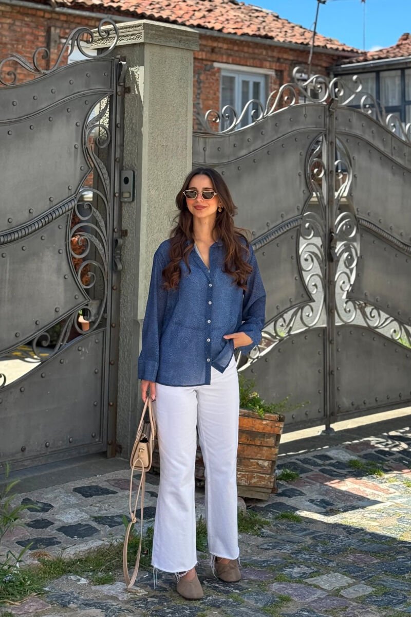 MODERN PRINT ELEGANT WOMAN SHIRT BLUE/BLU - 8