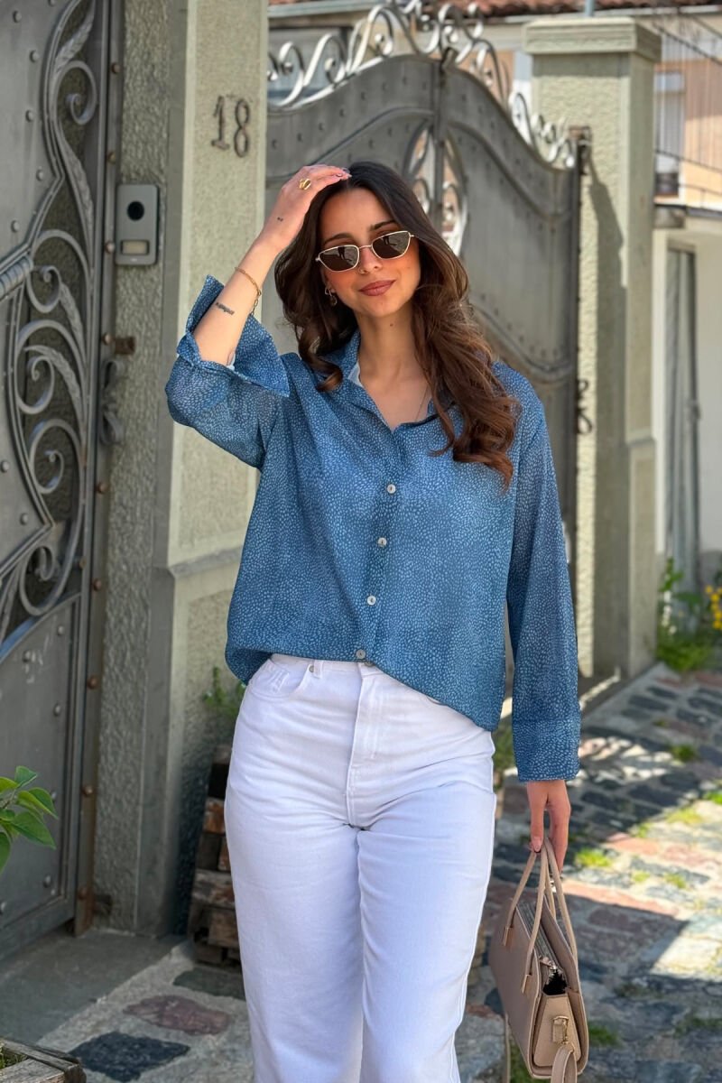 MODERN PRINT ELEGANT WOMAN SHIRT LIGHTBLUE/BZ - 2