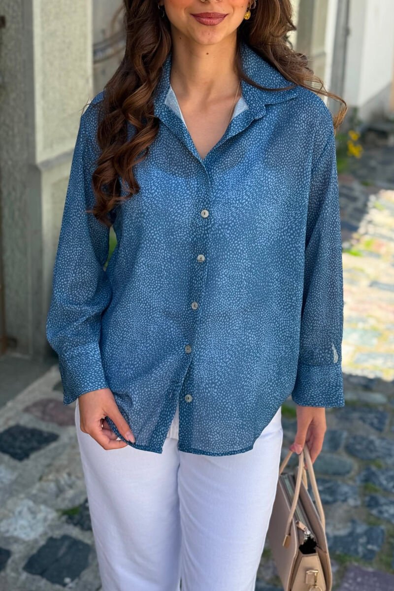 MODERN PRINT ELEGANT WOMAN SHIRT LIGHTBLUE/BZ - 4