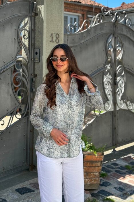 MODERN PRINT ELEGANT WOMAN SHIRT WHITE-E BARDHE 