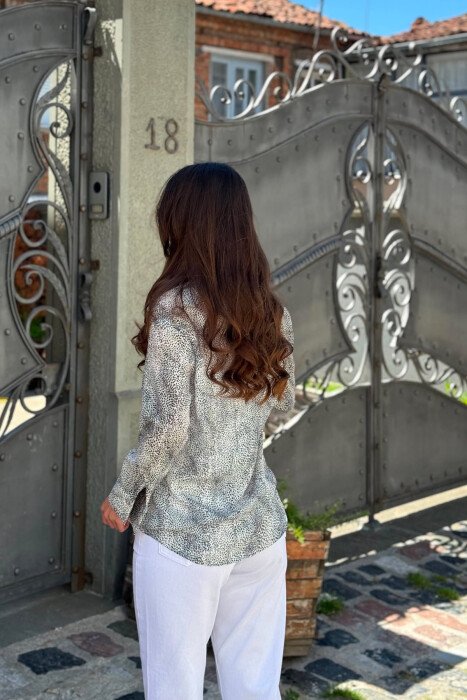 MODERN PRINT ELEGANT WOMAN SHIRT WHITE-E BARDHE - 2