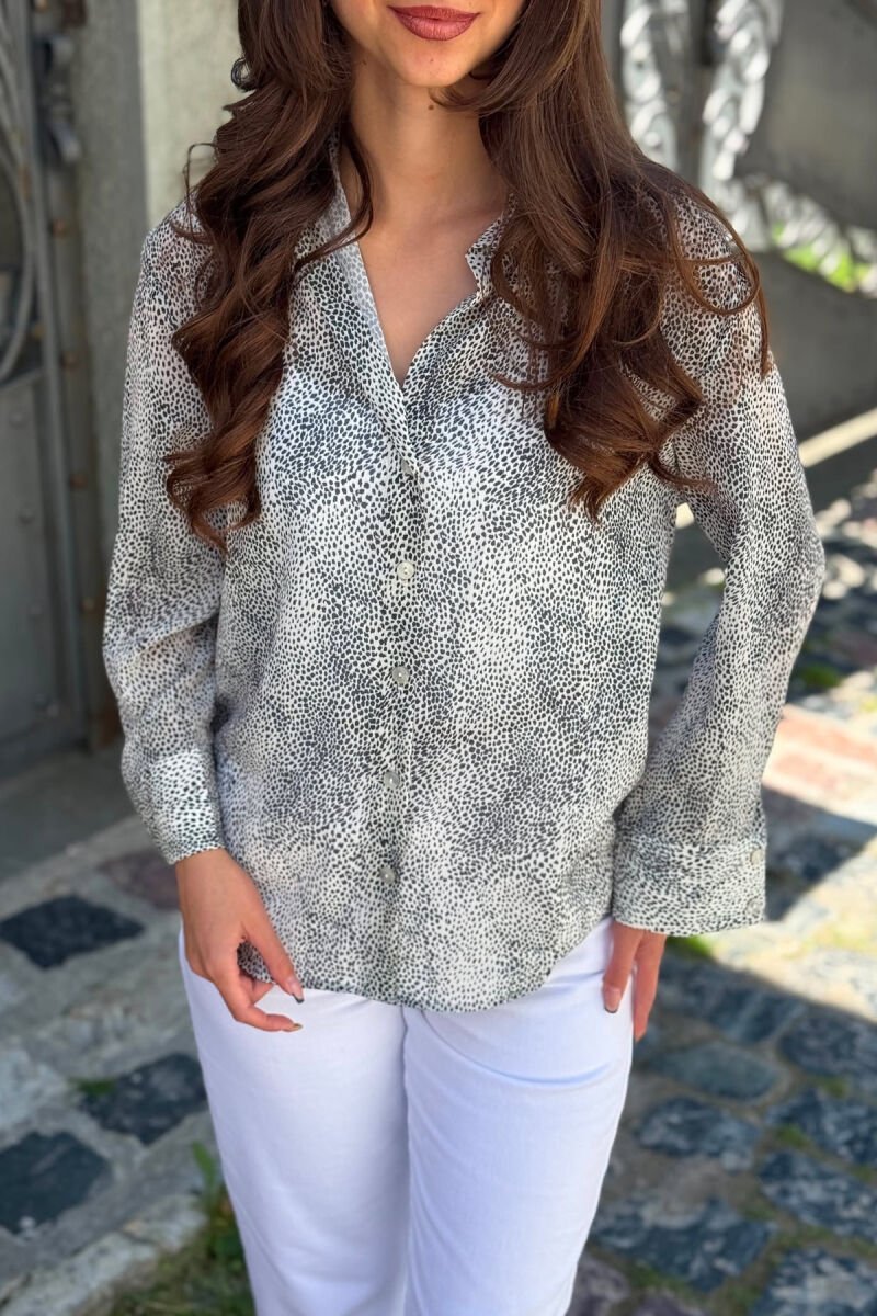 MODERN PRINT ELEGANT WOMAN SHIRT WHITE-E BARDHE - 4