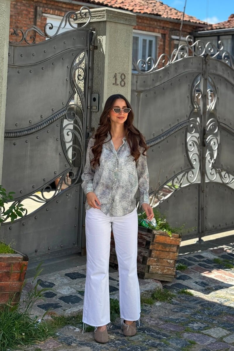 MODERN PRINT ELEGANT WOMAN SHIRT WHITE-E BARDHE - 5