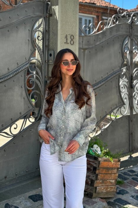 MODERN PRINT ELEGANT WOMAN SHIRT WHITE-E BARDHE - 7