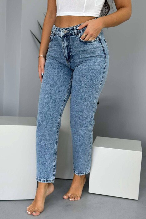 MOM FRIEND SIMPLE WOMAN JEANS LIGHTBLUE/BZ - KLAUDIO FASHION