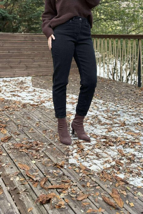 MOM JEANS ONE COLOR WOMAN JEANS BLACK/ E ZEZE - 4