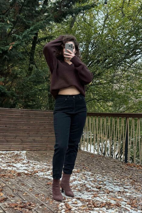 MOM JEANS ONE COLOR WOMAN JEANS BLACK/ E ZEZE - KLAUDIO FASHION