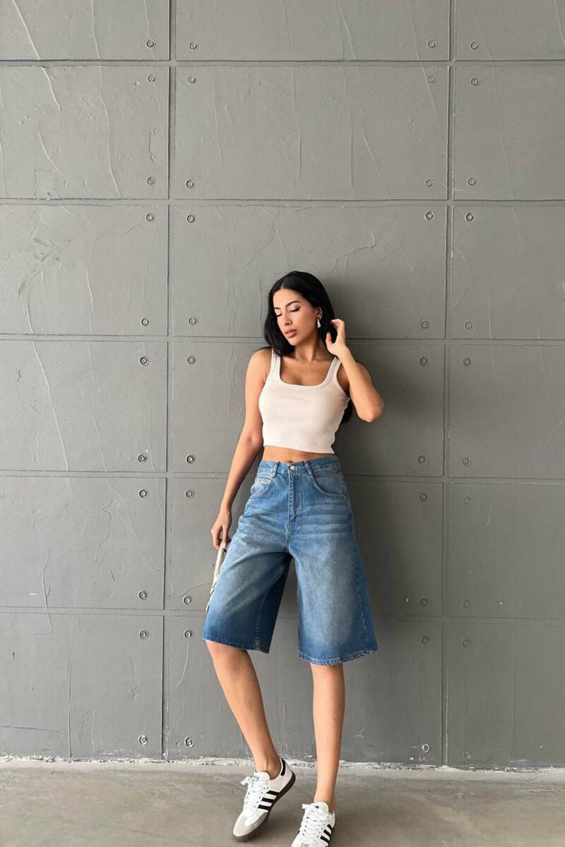 MOM STYLE WOMAN SHORT JEANS BLUE/BLU - 2