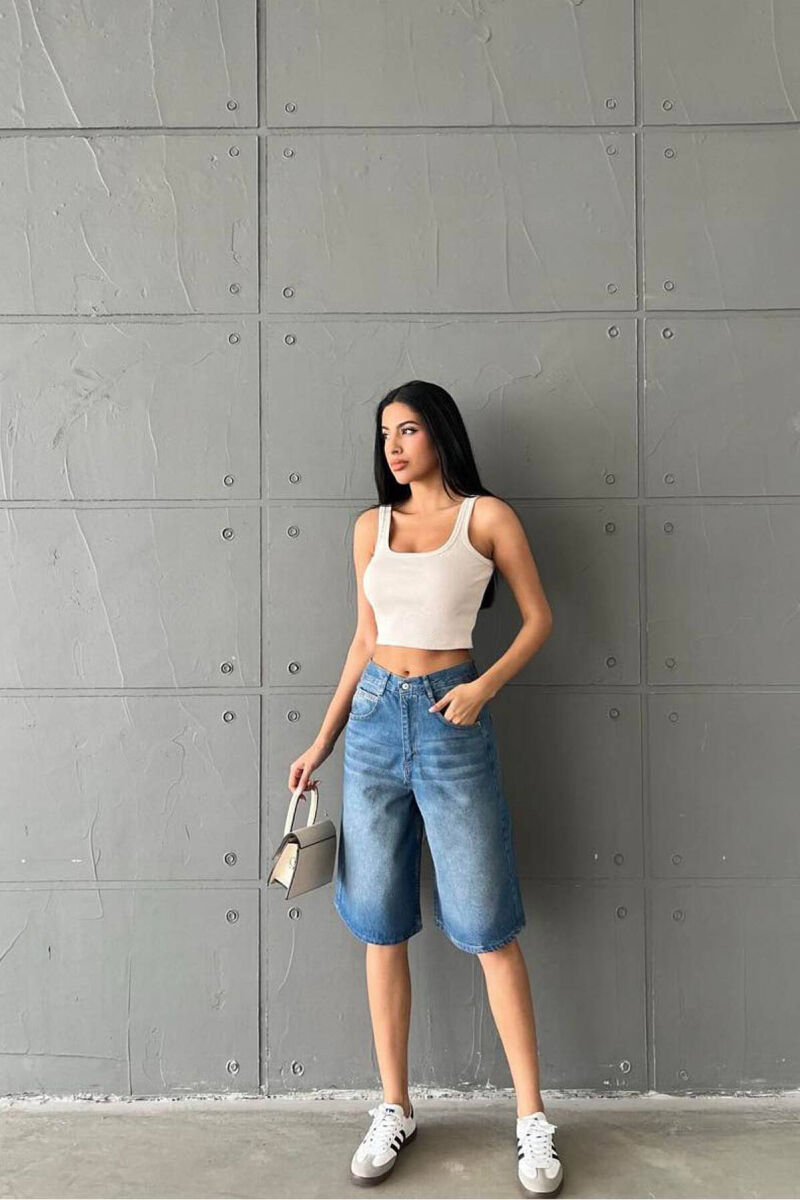 MOM STYLE WOMAN SHORT JEANS BLUE/BLU - 3