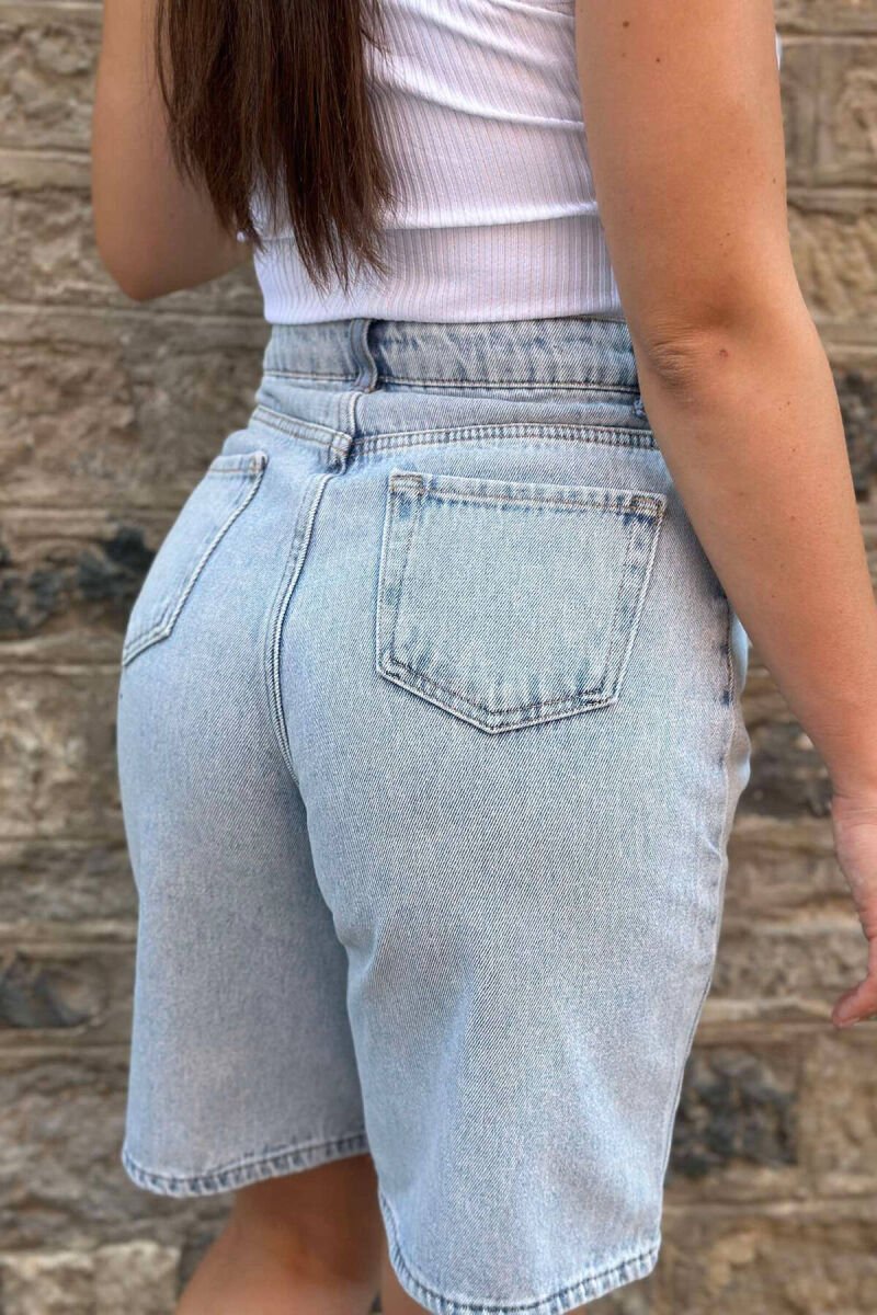 MOM STYLE WOMAN SHORT JEANS LIGHTBLUE/BZ - 2