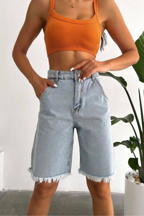 MOM STYLE WOMAN SHORT JEANS LIGHTBLUE/BZ - 1