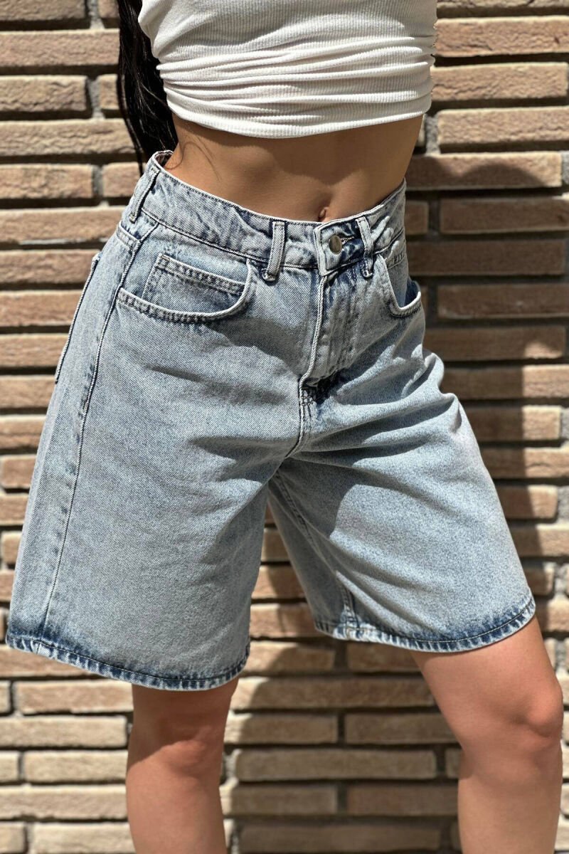 MOM STYLE WOMAN SHORT JEANS LIGHTBLUE/BZ - 1