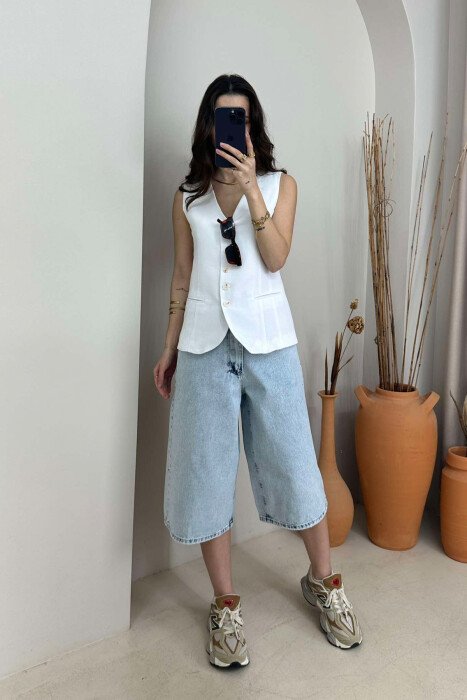 MOM STYLE WOMAN SHORTS LIGHTBLUE/BZ - KLAUDIO FASHION