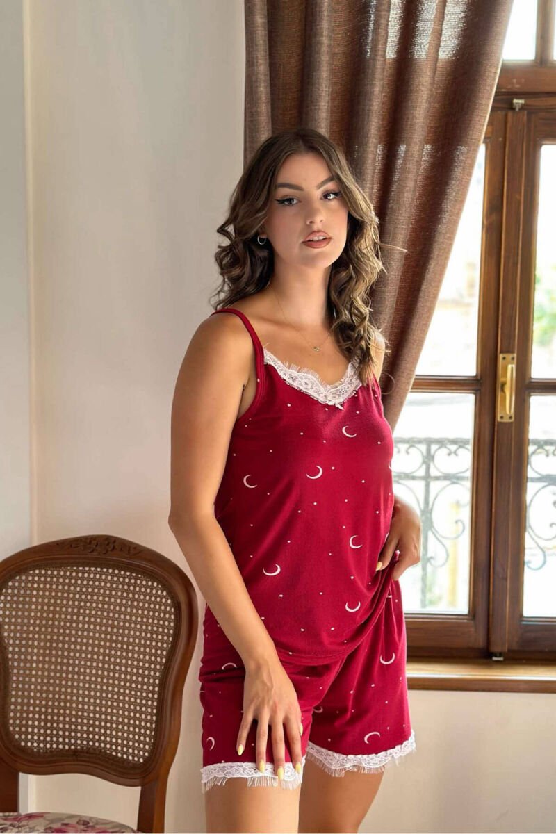 MOON DESIGN TANK+SHORTS WOMEN PYJAMA BURGUNDY/VISHNJE - 1