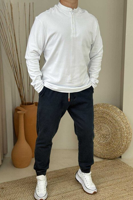 NECK WRITTINGS ONE COLOR MEN SWEATSHIRT WHITE-E BARDHE - KLAUDIO FASHION