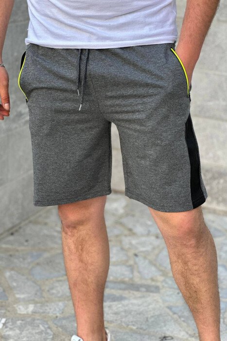 NEON ZIPPER MAN SHORTS DARK GREY/GEE - KLAUDIO FASHION