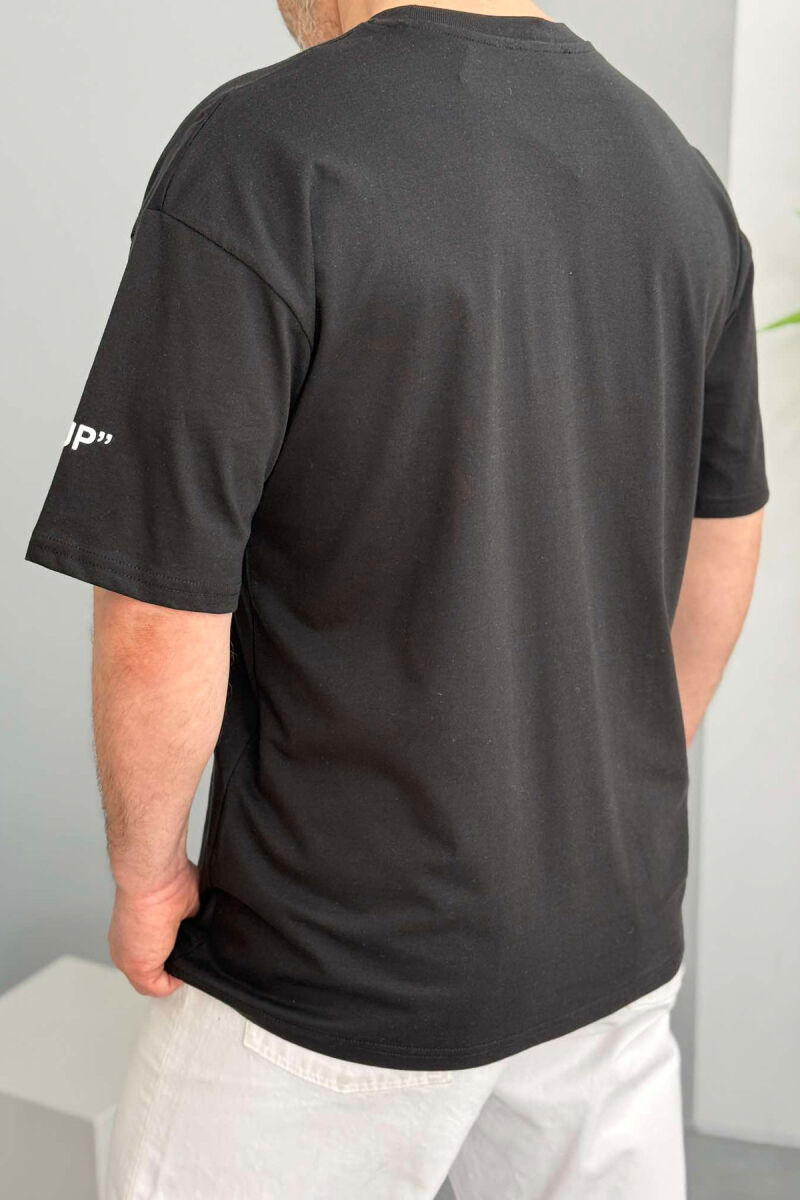 NEVER GIVE UP WRITTING ONE COLOR MEN T-SHIRT BLACK/ E ZEZE - 2