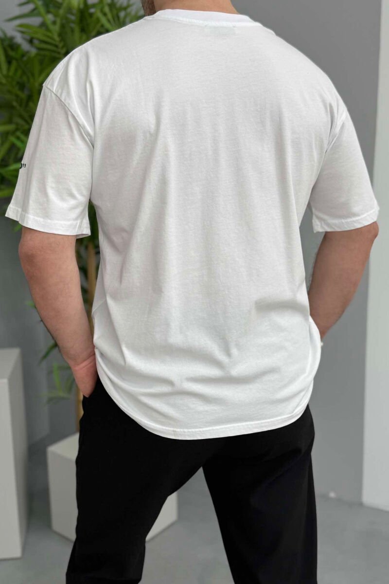 NEVER GIVE UP WRITTING ONE COLOR MEN T-SHIRT WHITE-E BARDHE - 3