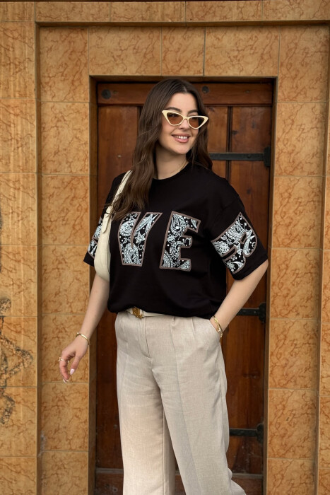 NEVER WRITTING SIMPLE WOMEN T-SHIRT BLACK/ E ZEZE - 3