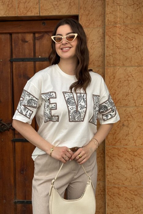 NEVER WRITTING SIMPLE WOMEN T-SHIRT WHITE-E BARDHE 