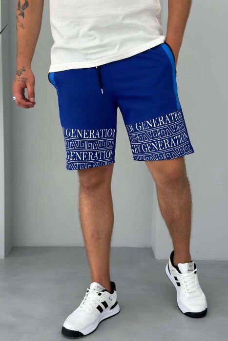 NEW GENERATION ZIPPER POCKETS MEN SHORTS BLUE/BLU - KLAUDIO FASHION
