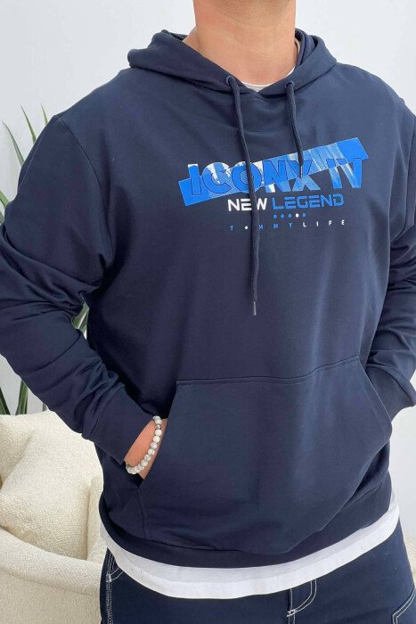 NEW LEGEND WRITTING ONE COLOR MAN HODDIE BLUE/BLU - KLAUDIO FASHION