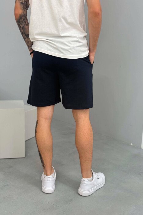 NEW YORK 23 WRITTING MEN SHORT SWEATPANTS DARK BLUE/BEE - 3