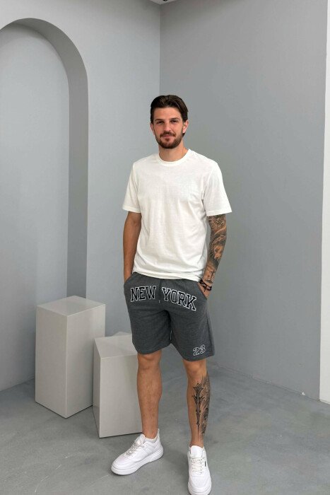 NEW YORK 23 WRITTING MEN SHORT SWEATPANTS DARK GREY/GEE - 1