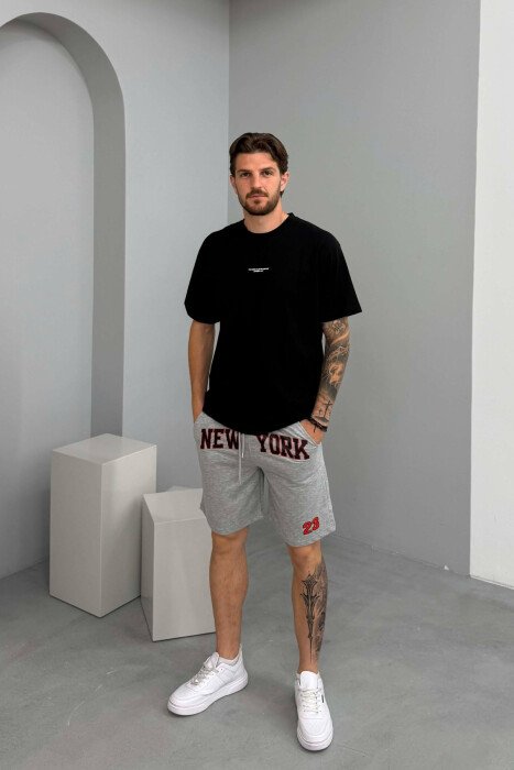 NEW YORK 23 WRITTING MEN SHORT SWEATPANTS GREY/GRI 