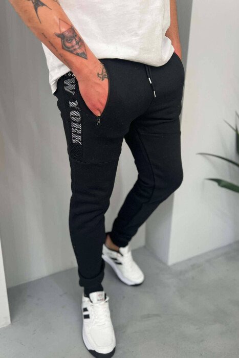 NEW YORK FLUFFY MEN SWEATPANTS BLACK/ E ZEZE - KLAUDIO FASHION