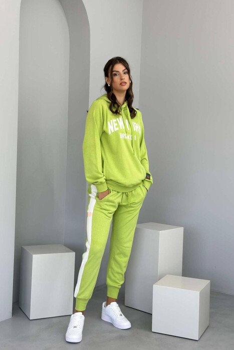 NEW YORK HOODIE+JOGGERS WOMEN SET LIGHT GREEN/JEZB - KLAUDIO FASHION