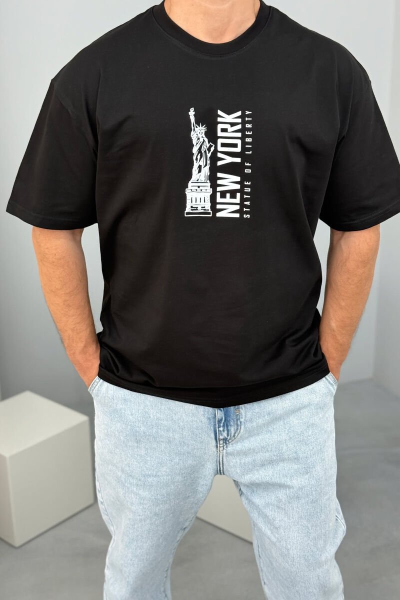 NEW YORK WRITTING BACK IMAGE MEN T-SHIRT BLACK/ E ZEZE - 2