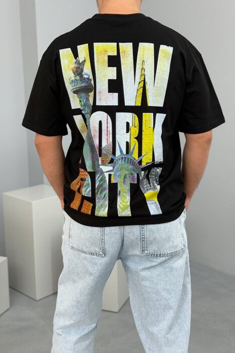 NEW YORK WRITTING BACK IMAGE MEN T-SHIRT BLACK/ E ZEZE - 3