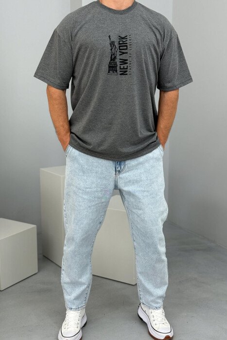 NEW YORK WRITTING BACK IMAGE MEN T-SHIRT DARK GREY/GEE - 