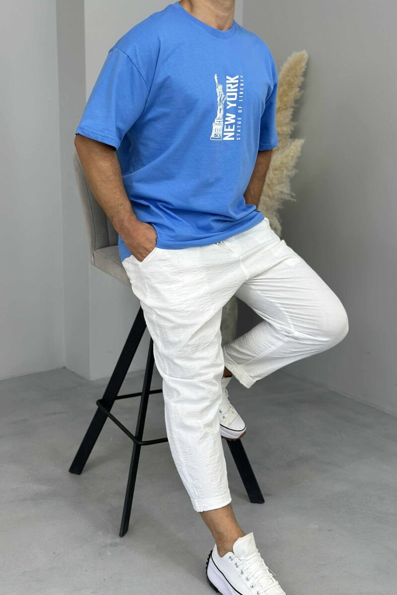 NEW YORK WRITTING BACK IMAGE MEN T-SHIRT LIGHTBLUE/BZ - 2