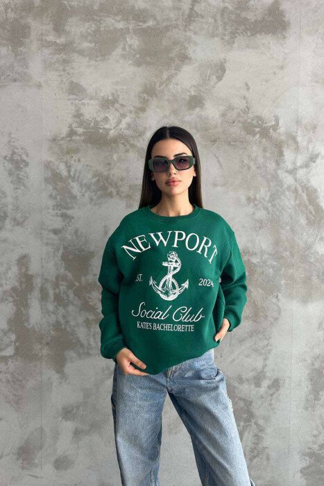 NEWPORT LOGO WOMEN SWEATSHIRT GREEN/JESHILE - KLAUDIO FASHION