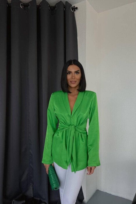 NO BUTTONS WOMAN JACKET GREEN/JESHILE - KLAUDIO FASHION